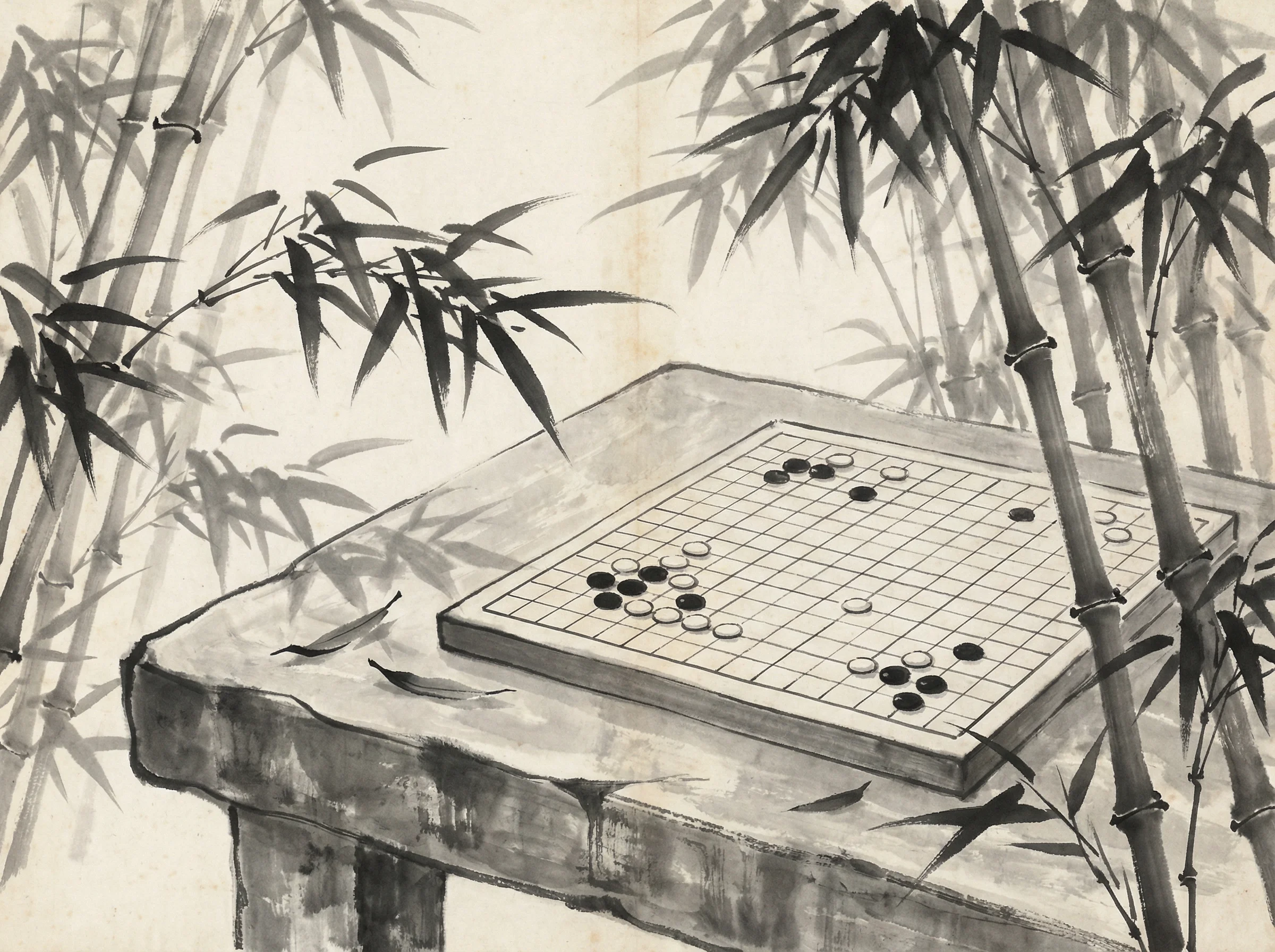 竹林棋盘上的 876棋牌 经典布局