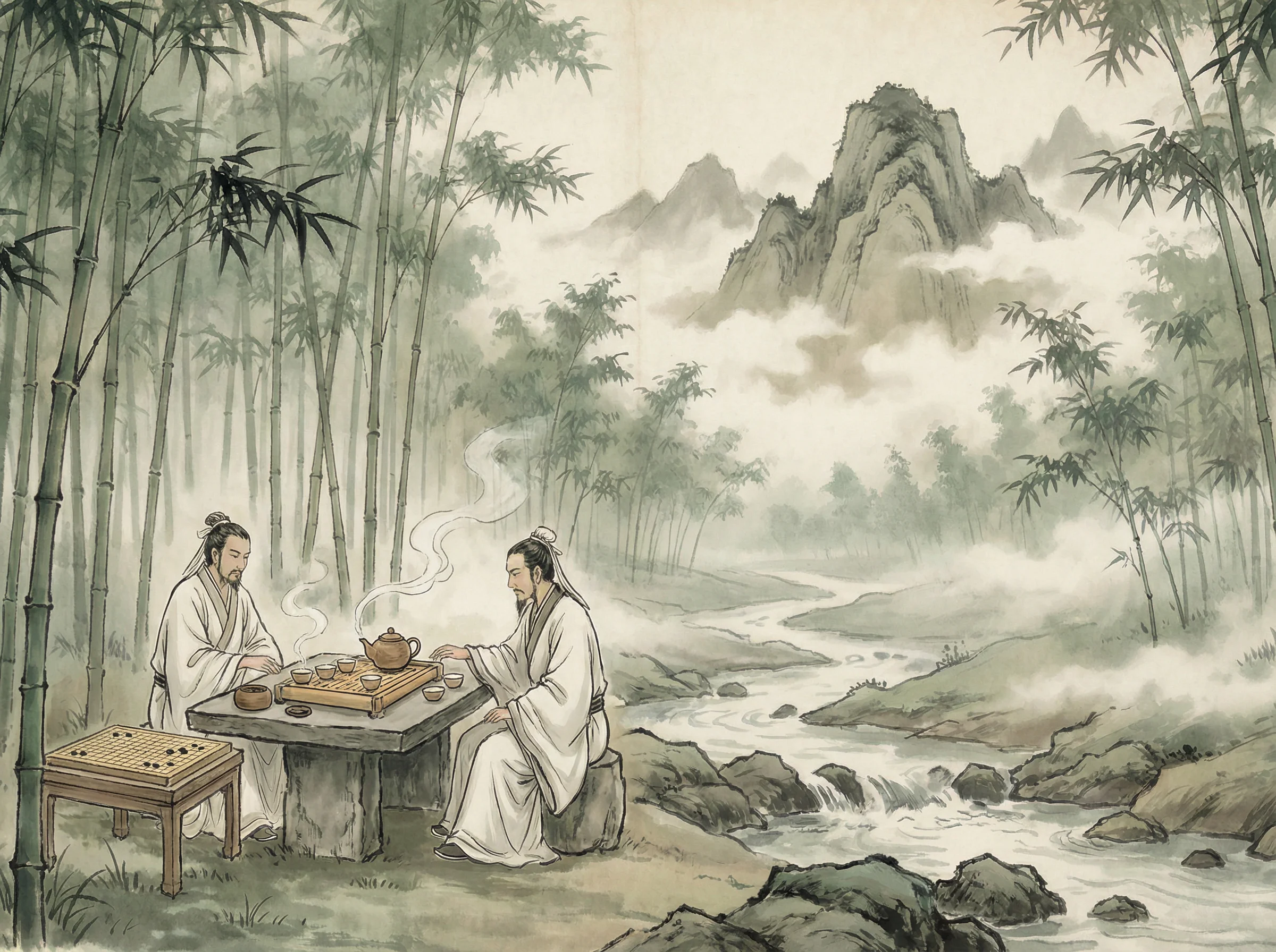 竹林中品茶对弈，体验 876棋牌 禅意生活